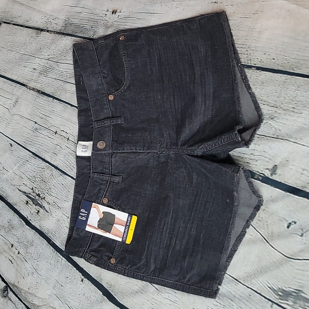 GAP Charcoal Gray Corduroy Shorts with raw hem Size 8